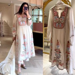 White Pari designer Anarkali Palazzo suit